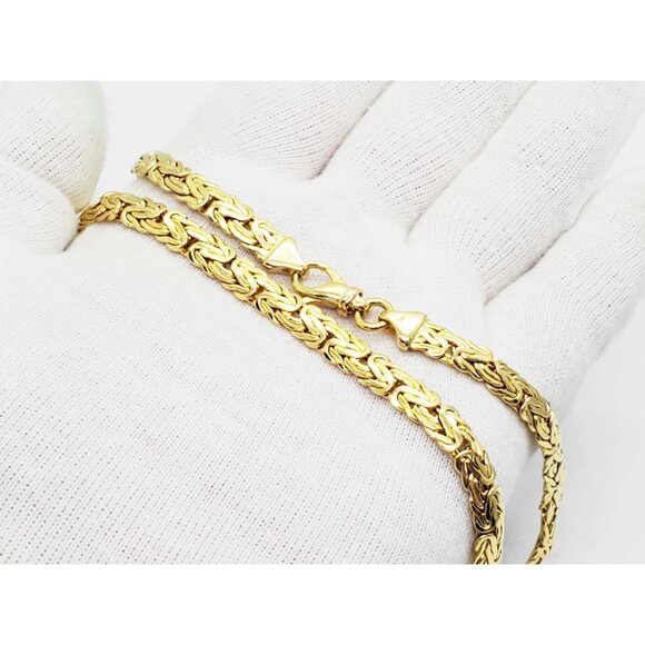 7mm Wide Italian Byzantine Style Chain Necklace 14k Gold 17" Long 20.2 Grams - Picture 4 of 9